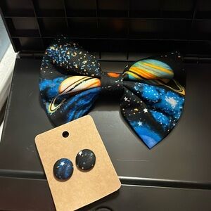 Galaxy bow and earrings set